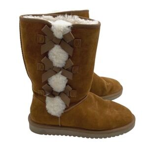 Koolaburra by UGG Victoria‎ Sz 9 Women's Tall Suede Winter Boots Chestnut